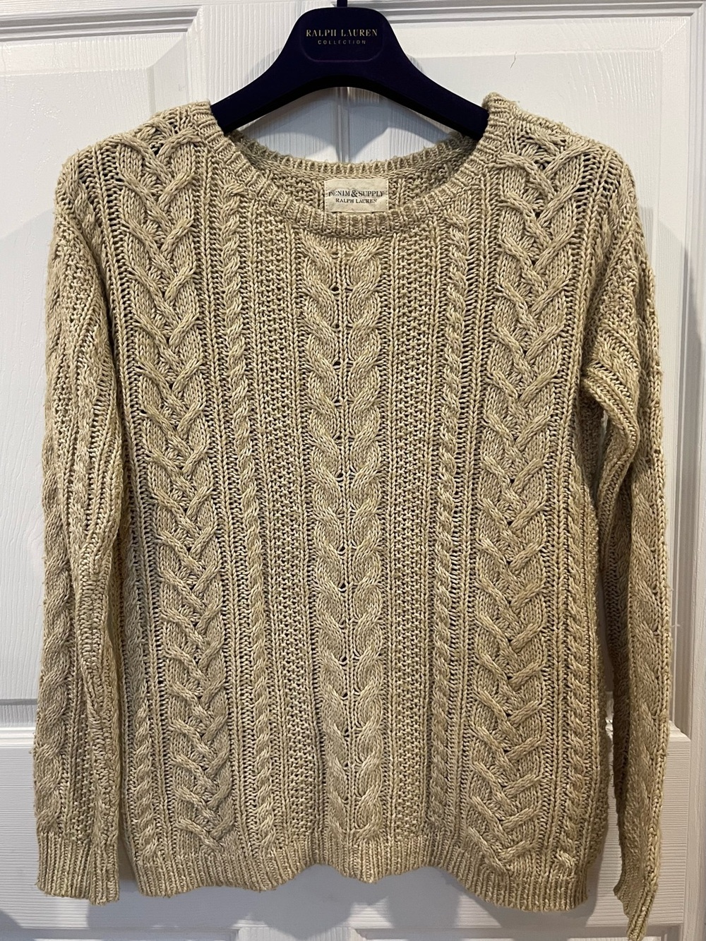 Denim & Supply Ralph Lauren Beige Cable Knit Crew Sweater